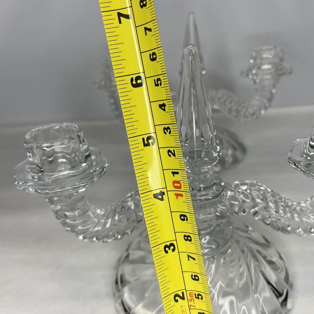 Fostoria Colony Crystal Double Candlesticks 6½"Tall With Center Sphere 8½" Wide - Picture 9 of 11